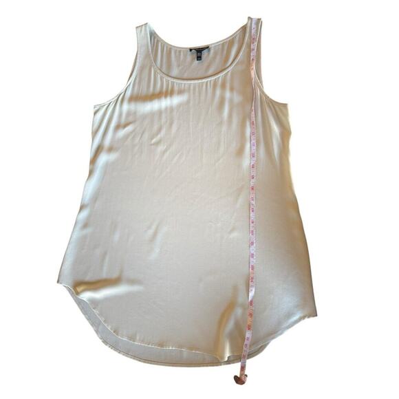 EILEEN FISHER Tank Medium 100% Silk Georgette Crepe Bone Scoop Neck Tunic Women - Picture 2 of 7